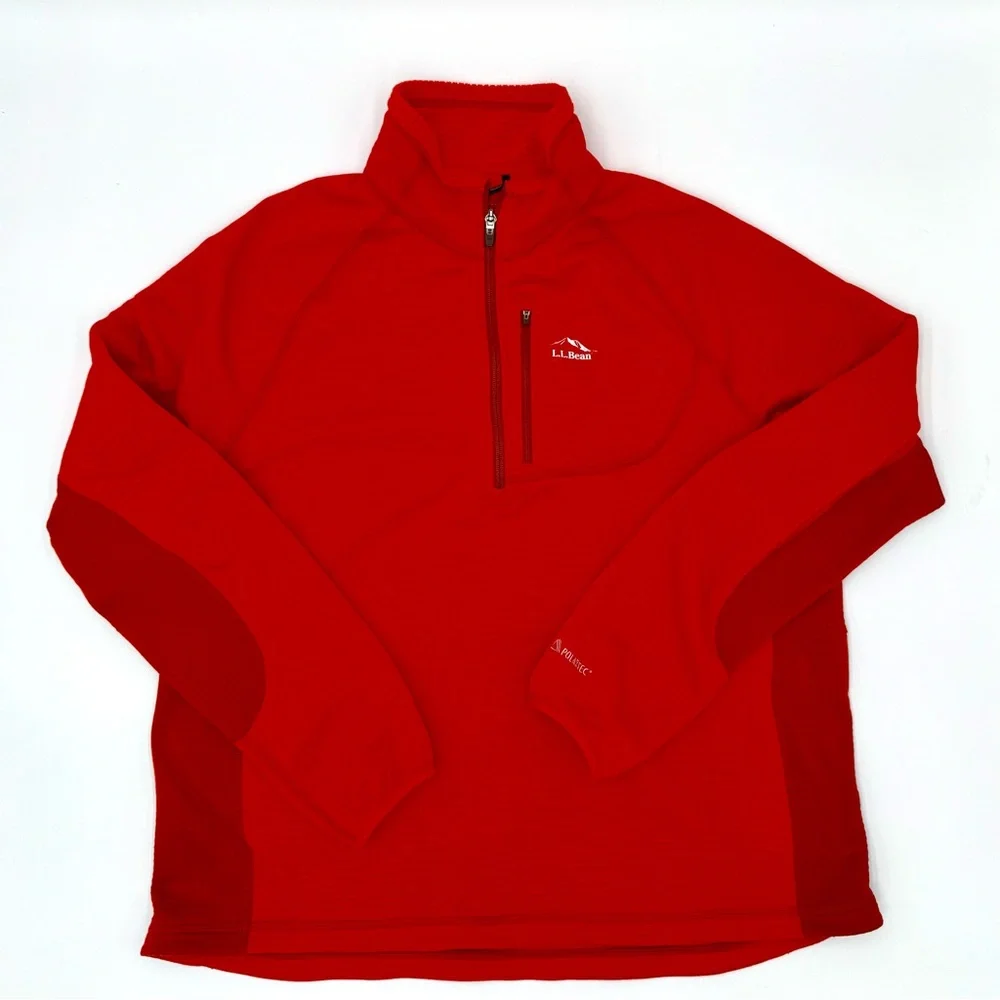 L.L. Bean Red Zip Up‎ Sweater Vibrant Sporty Design